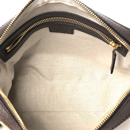 Gucci Monogram Jumbo GG Textured Dollar Calfskin Web Messenger Shoulder Bag Camel Ebony New Acero 5 of 10