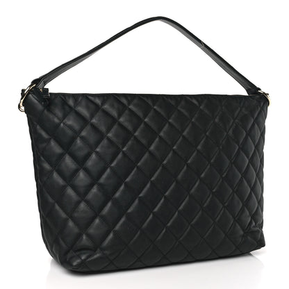 Chanel Calfskin Quilted Large Coco Mellow Hobo Black 3 of 9