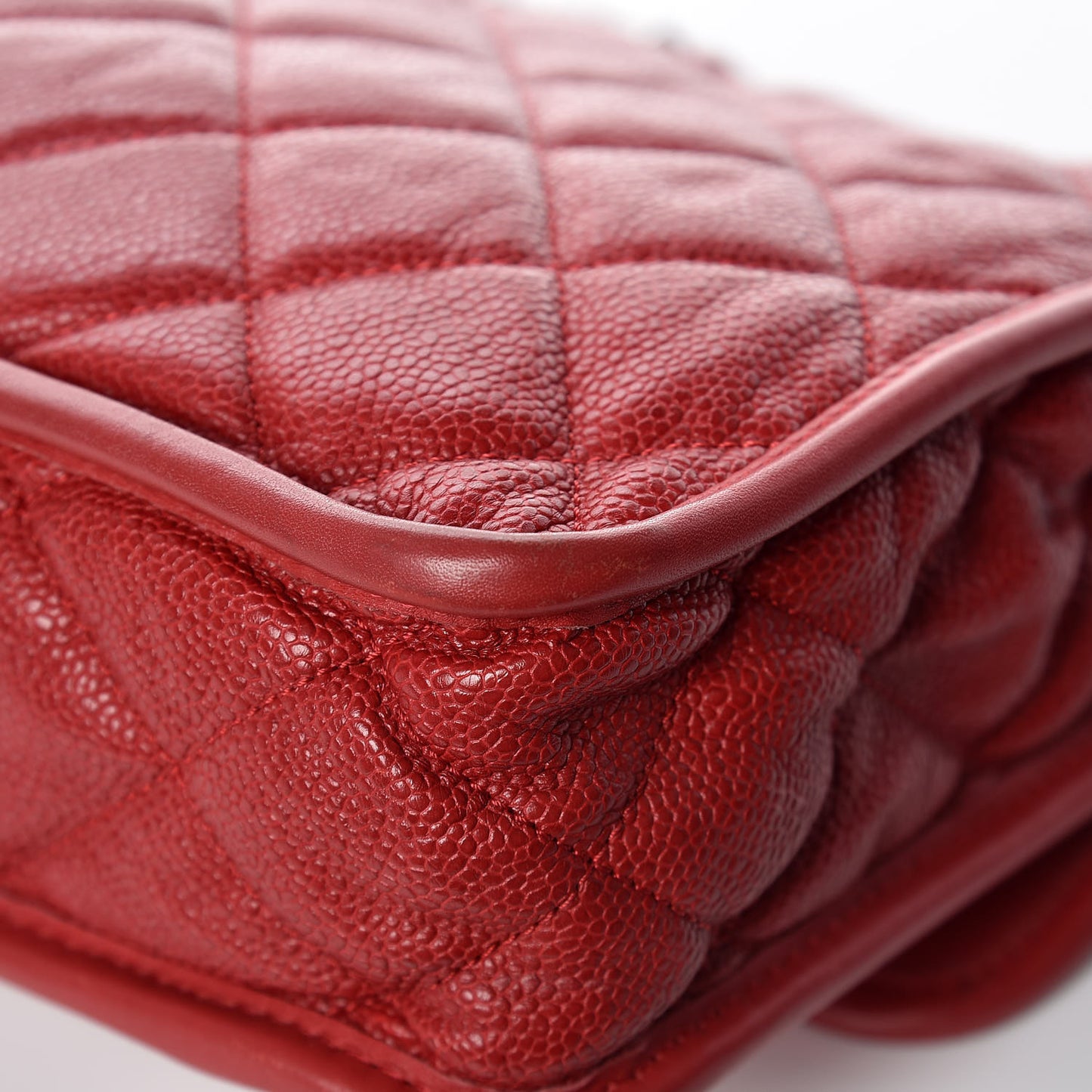 Caviar Quilted Large French Riviera Flap Red