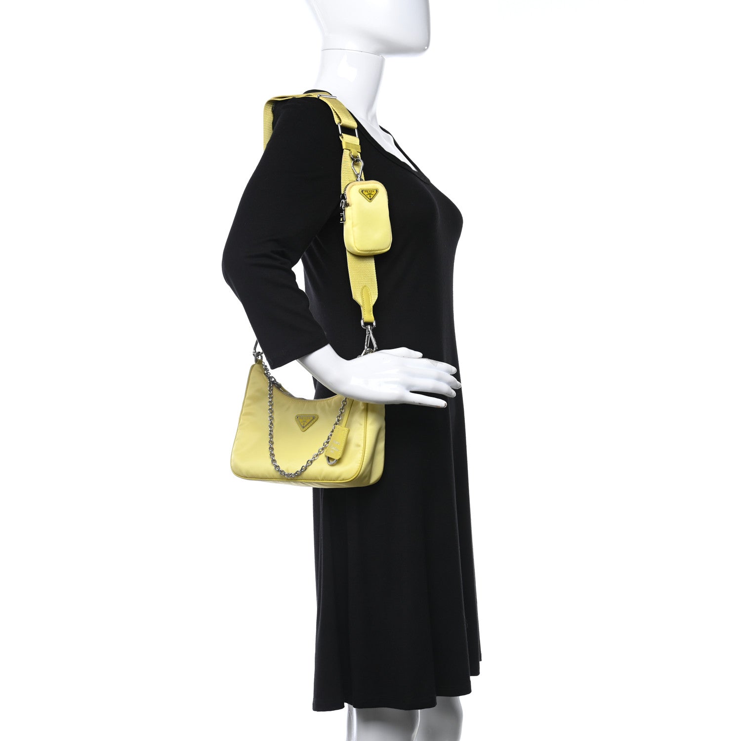 Prada Tessuto Nylon Saffiano Re-Edition 2005 Shoulder Bag Giallo 2 of 18
