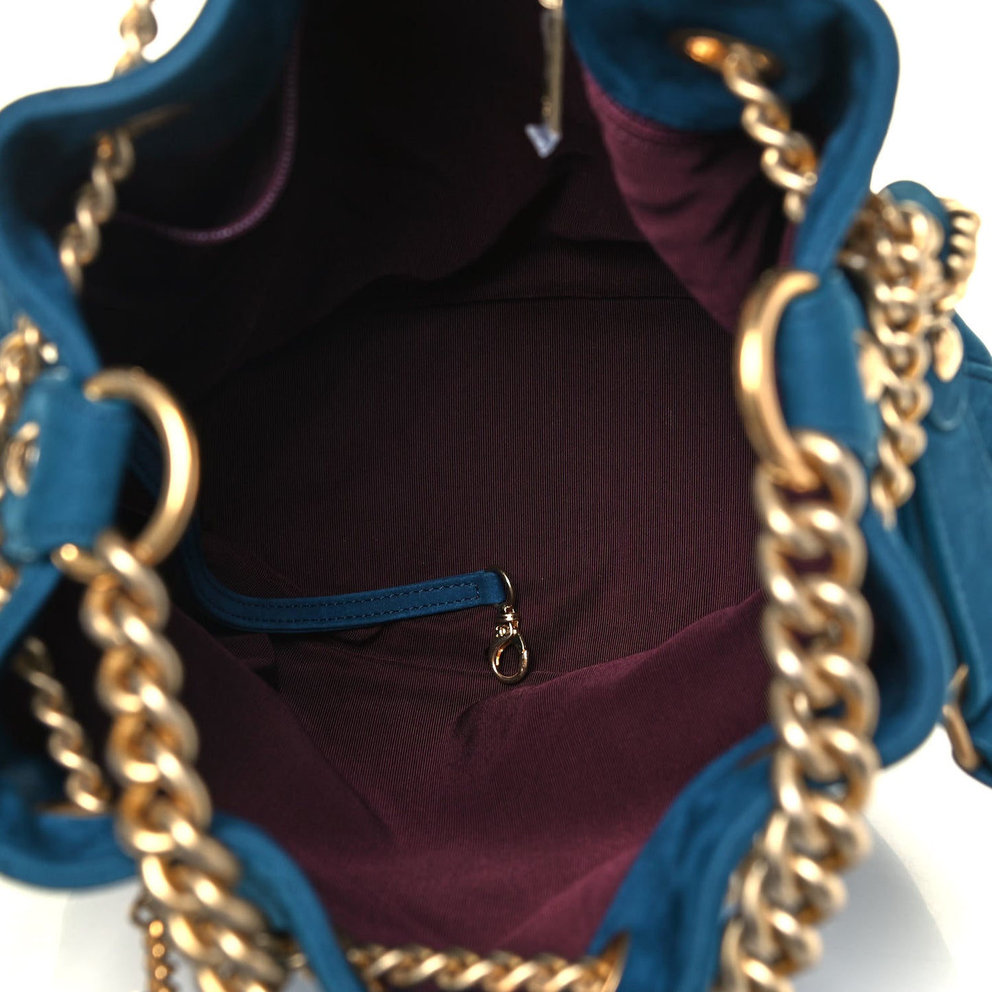 Suede Calfskin Small On My Shoulder Drawstring Bag Blue