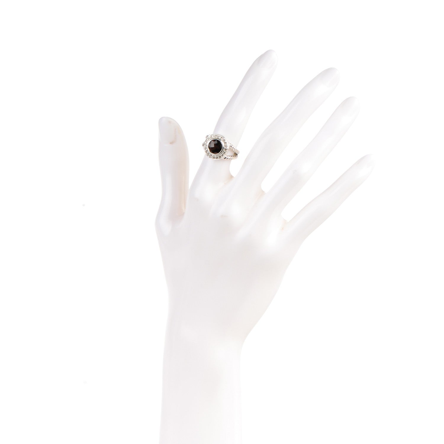 David Yurman Sterling Silver Diamond Smoky Quartz 8mm Petite Cerise Ring 48 4.5 2 of 5