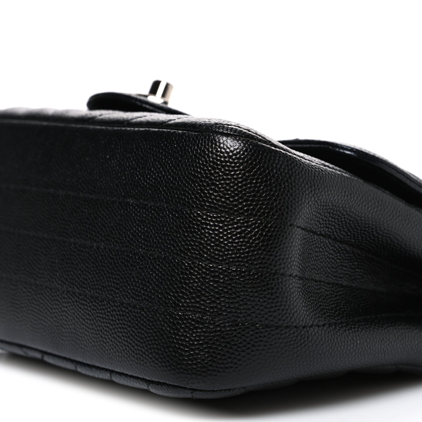 Caviar Chevron Quilted Mini Square Flap Black