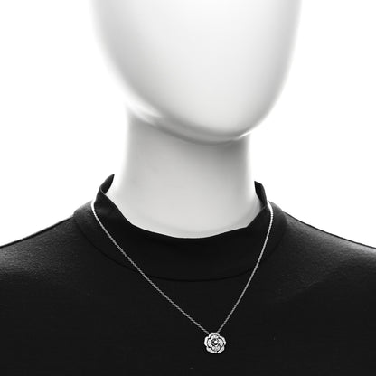 Chanel 18K White Gold Diamond Bouton de Camelia Pendant Necklace 2 of 7