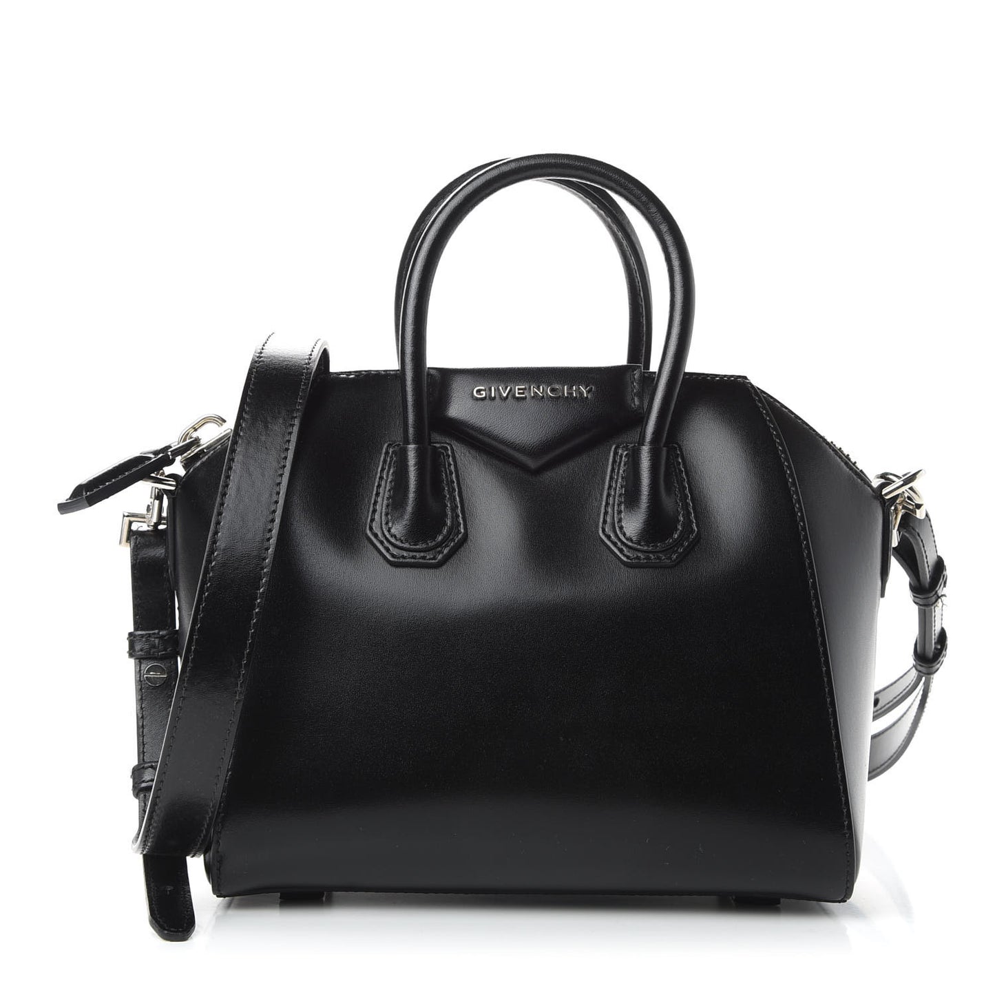 Shiny Lord Calfskin Mini Antigona Black