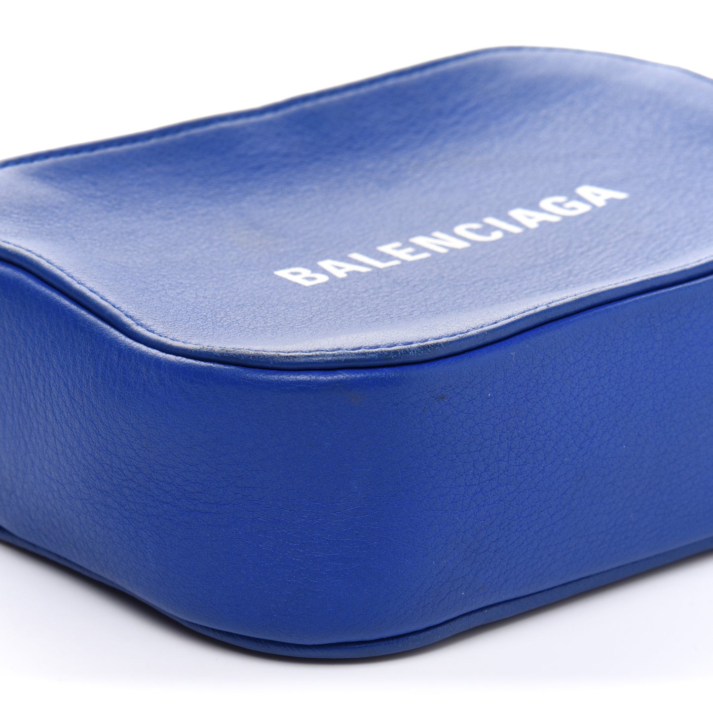 Smooth Calfskin Logo XS Everyday Camera Bag Bleu Prim White