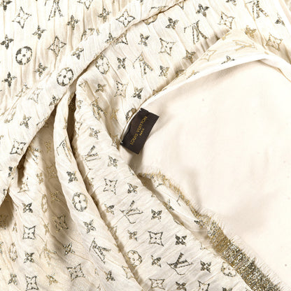 Louis Vuitton Silk Monogram So Glitter Stole White 4 of 4