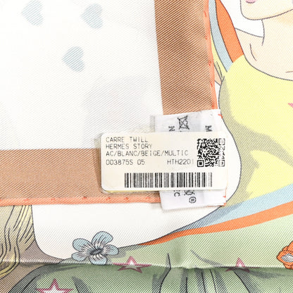 Hermes Silk Hermes Story Scarf 90 White Beige Multicolor 5 of 5