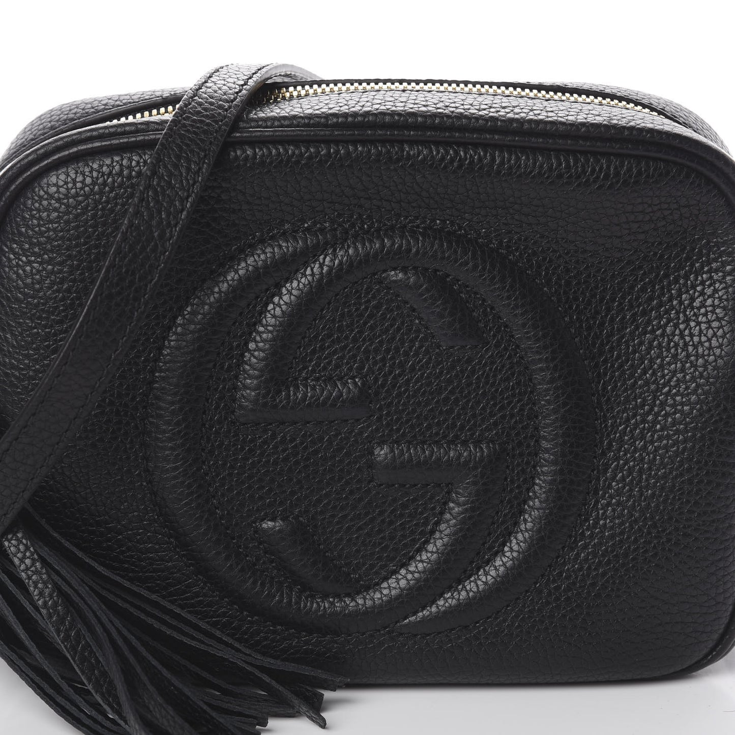 Pebbled Calfskin Small Soho Disco Bag Black