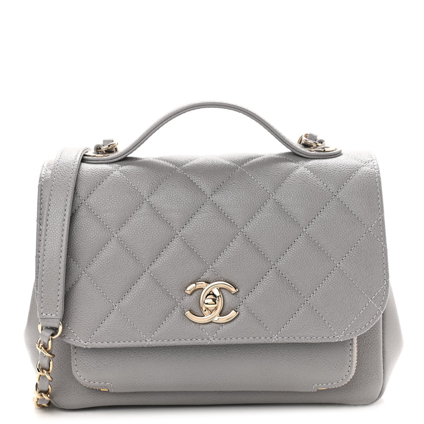 Caviar Quilted Medium Business Affinity Flap Grey
