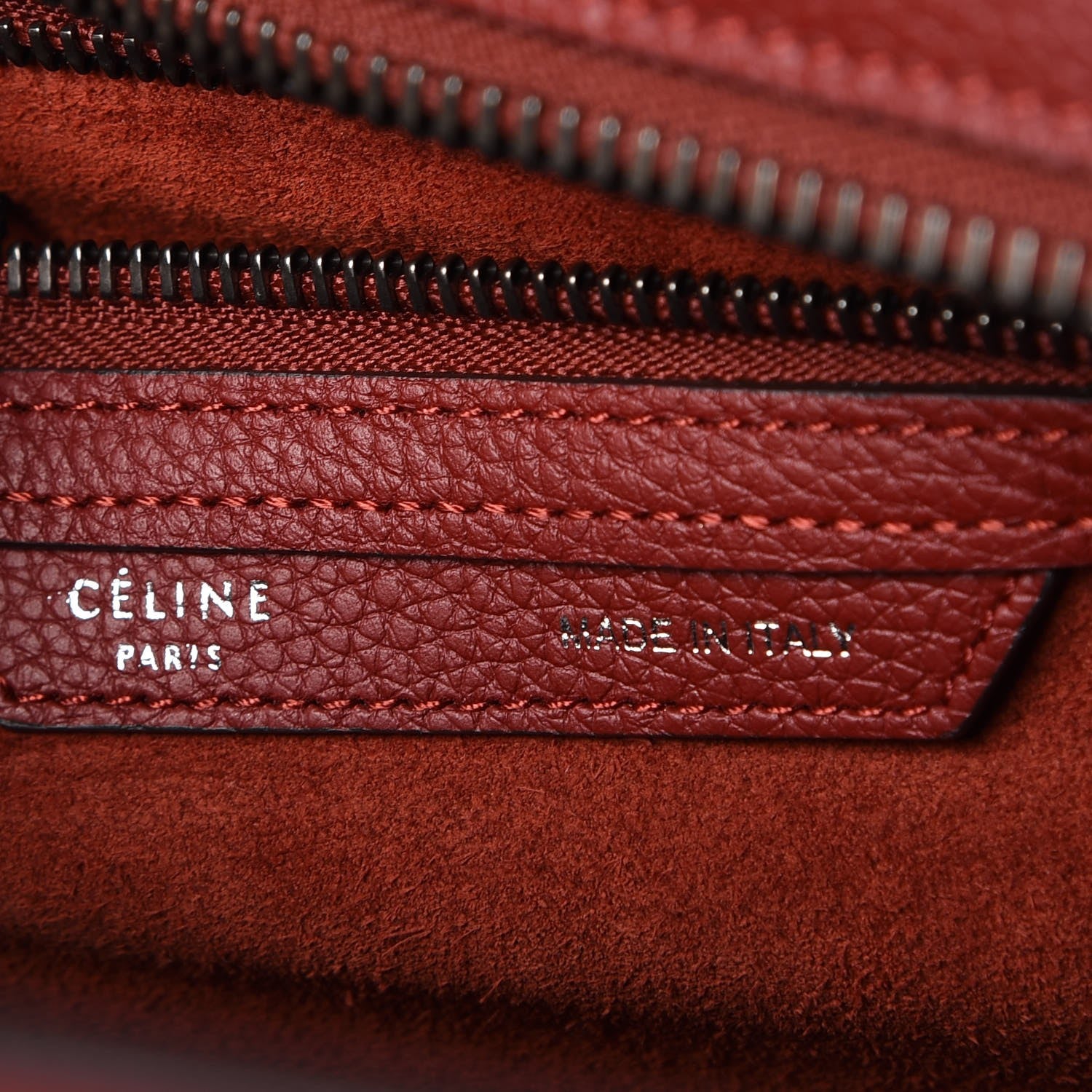Celine Drummed Calfskin Micro Luggage Merlot 6 of 7