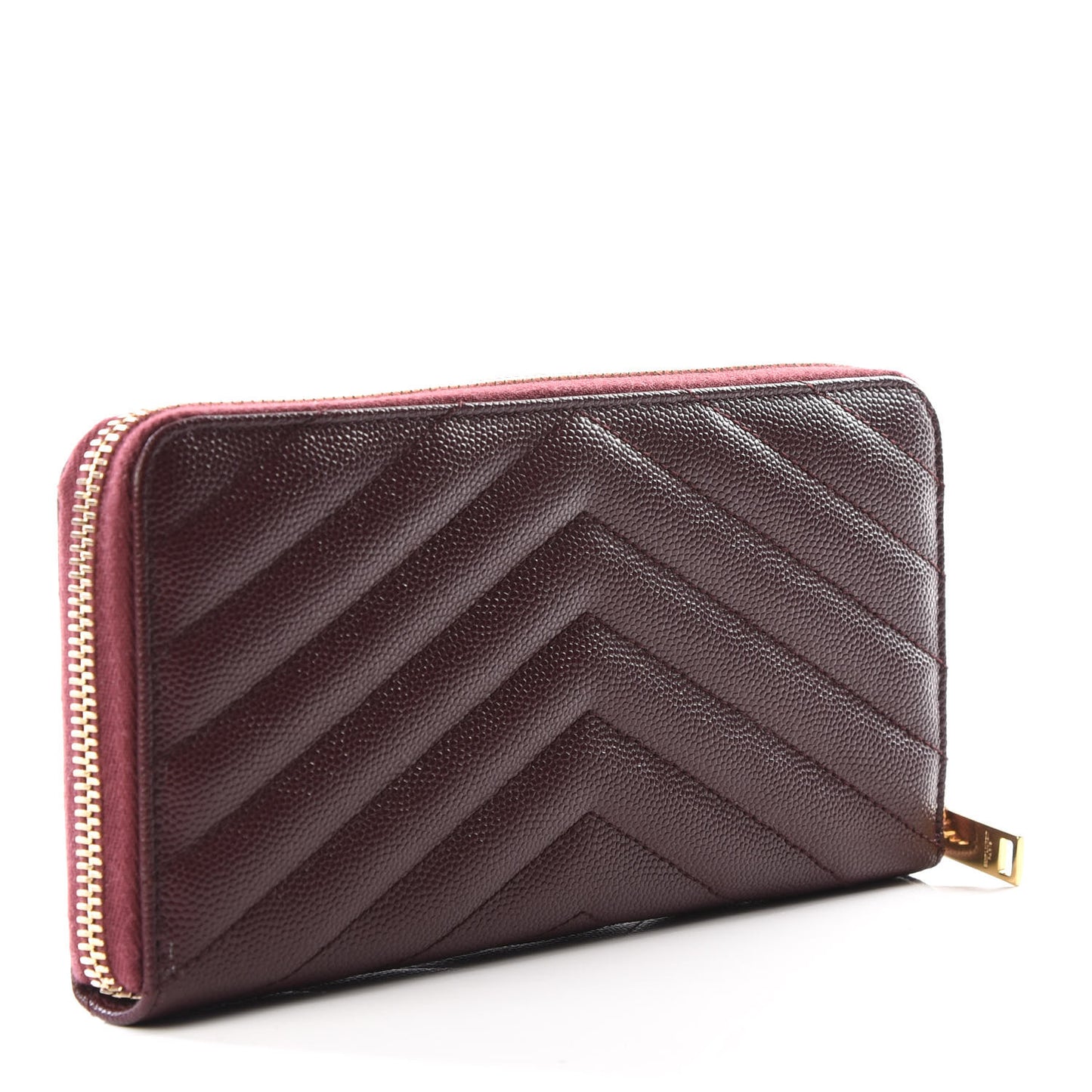 Grain De Poudre Matelasse Chevron Monogram Zip Around Wallet Amaranto