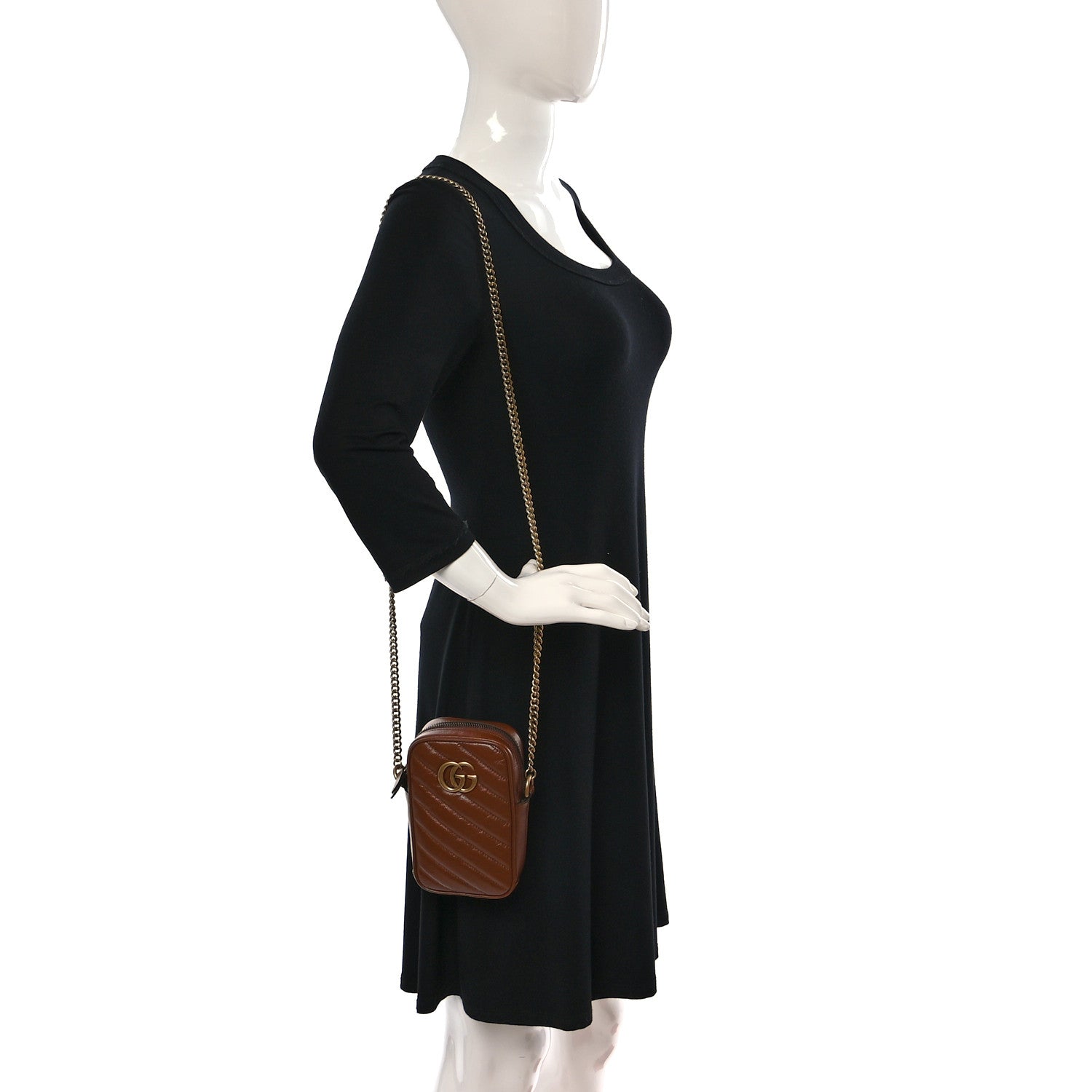 Gucci Azalea Calfskin Matelasse Diagonal Mini GG Marmont Crossbody Bag Cuir 2 of 9