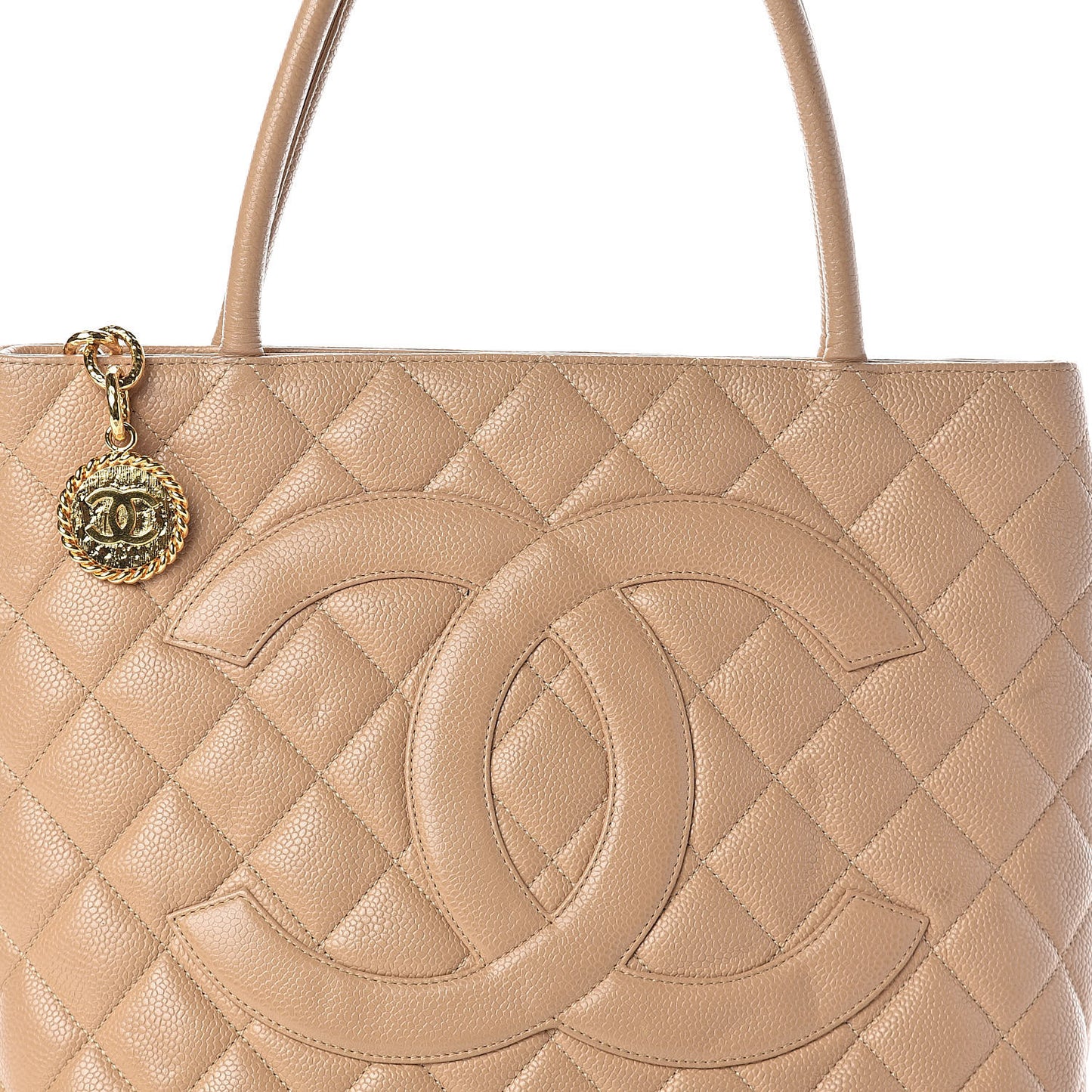 Caviar Quilted Medallion Tote Beige