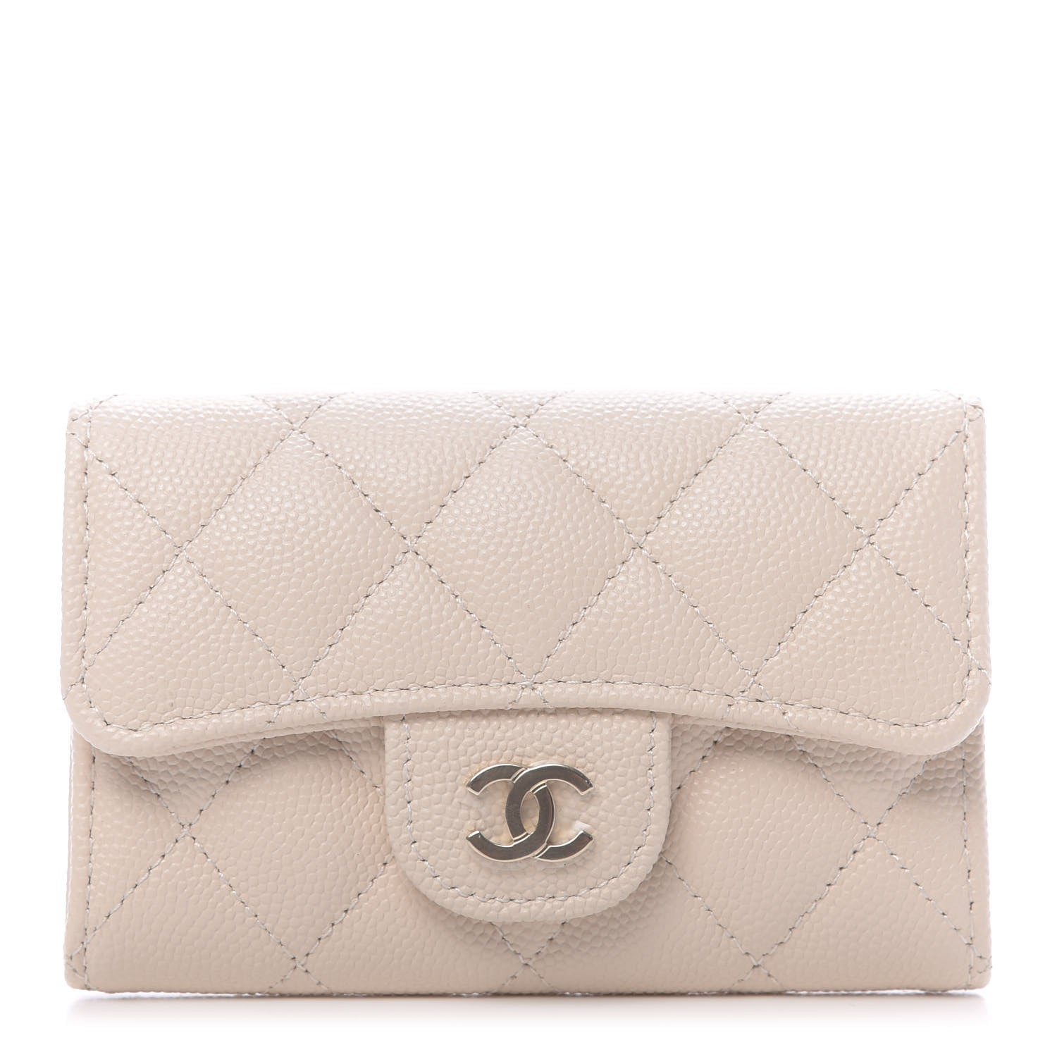 Chanel Caviar Quilted Flap Card Holder Wallet Light Beige 1 of 12