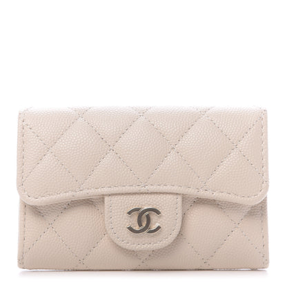 Chanel Caviar Quilted Flap Card Holder Wallet Light Beige 1 of 12