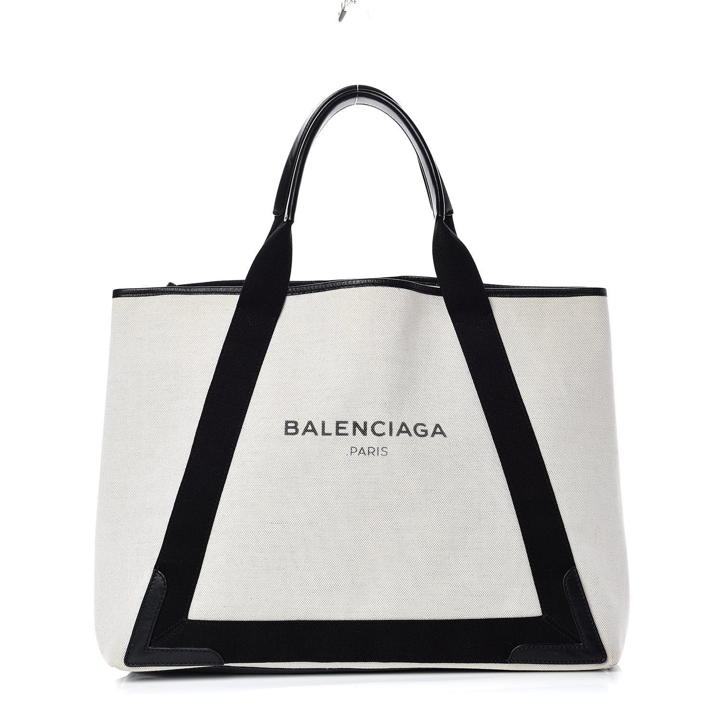 Cotton Canvas Calfskin M Navy Cabas Natural Black