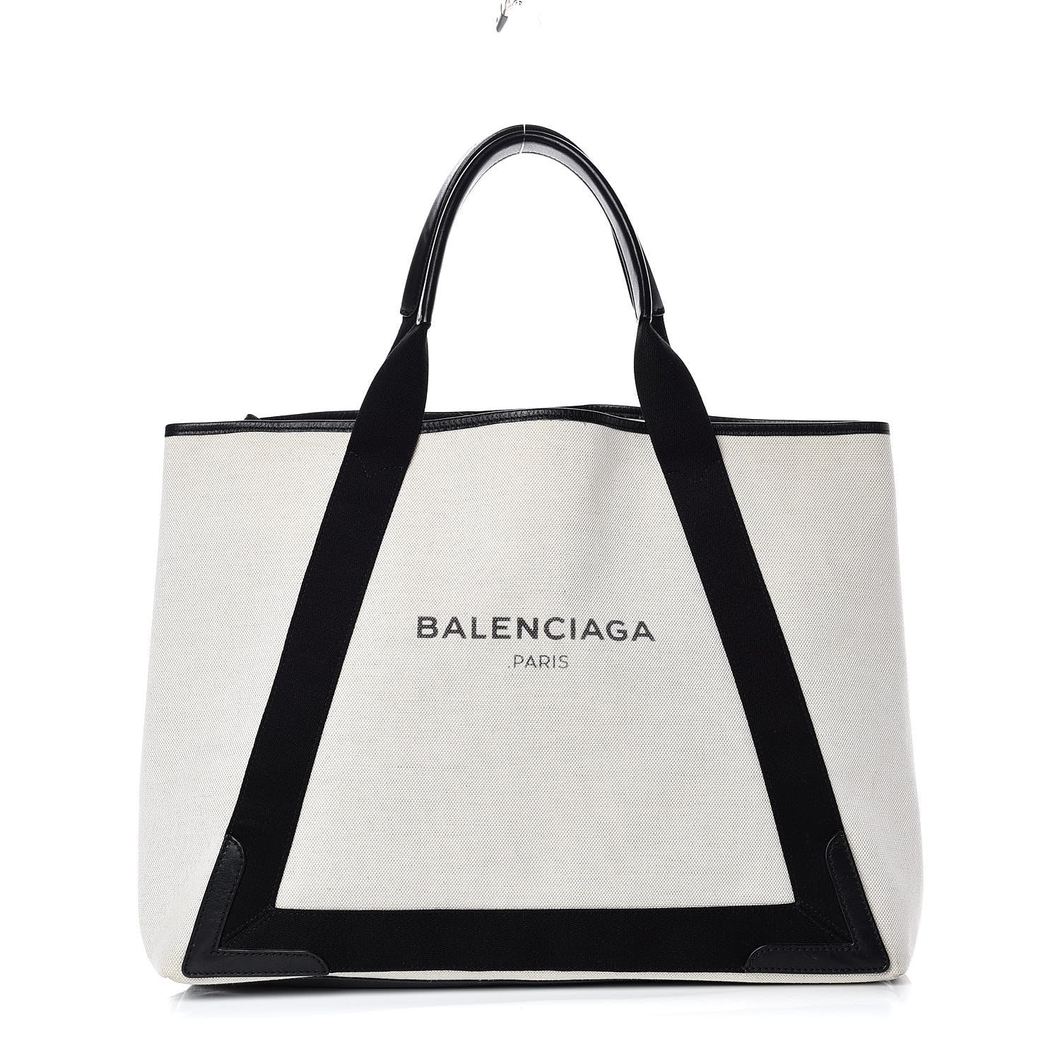 Balenciaga Cotton Canvas Calfskin M Navy Cabas Natural Black 3 of 15