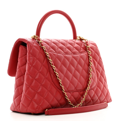 Chanel Caviar Quilted Medium Coco Handle Flap Dark Red 3 of 10