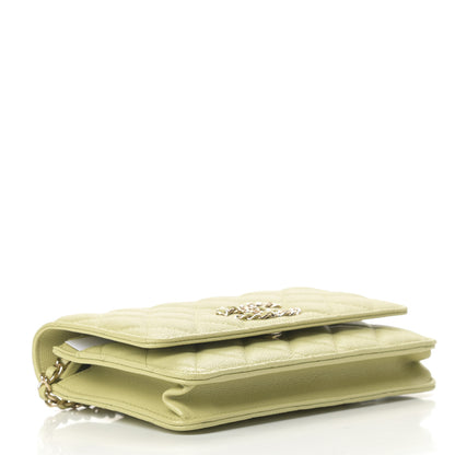 Chanel Caviar Quilted French New Wave Chain CC Wallet On Chain WOC Light Green 4 of 12