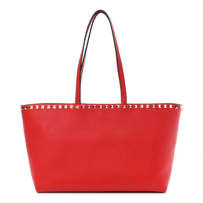 Valentino Garavani Grained Calfskin Small Rockstud Shoulder Tote Rouge Pur 1 of 10
