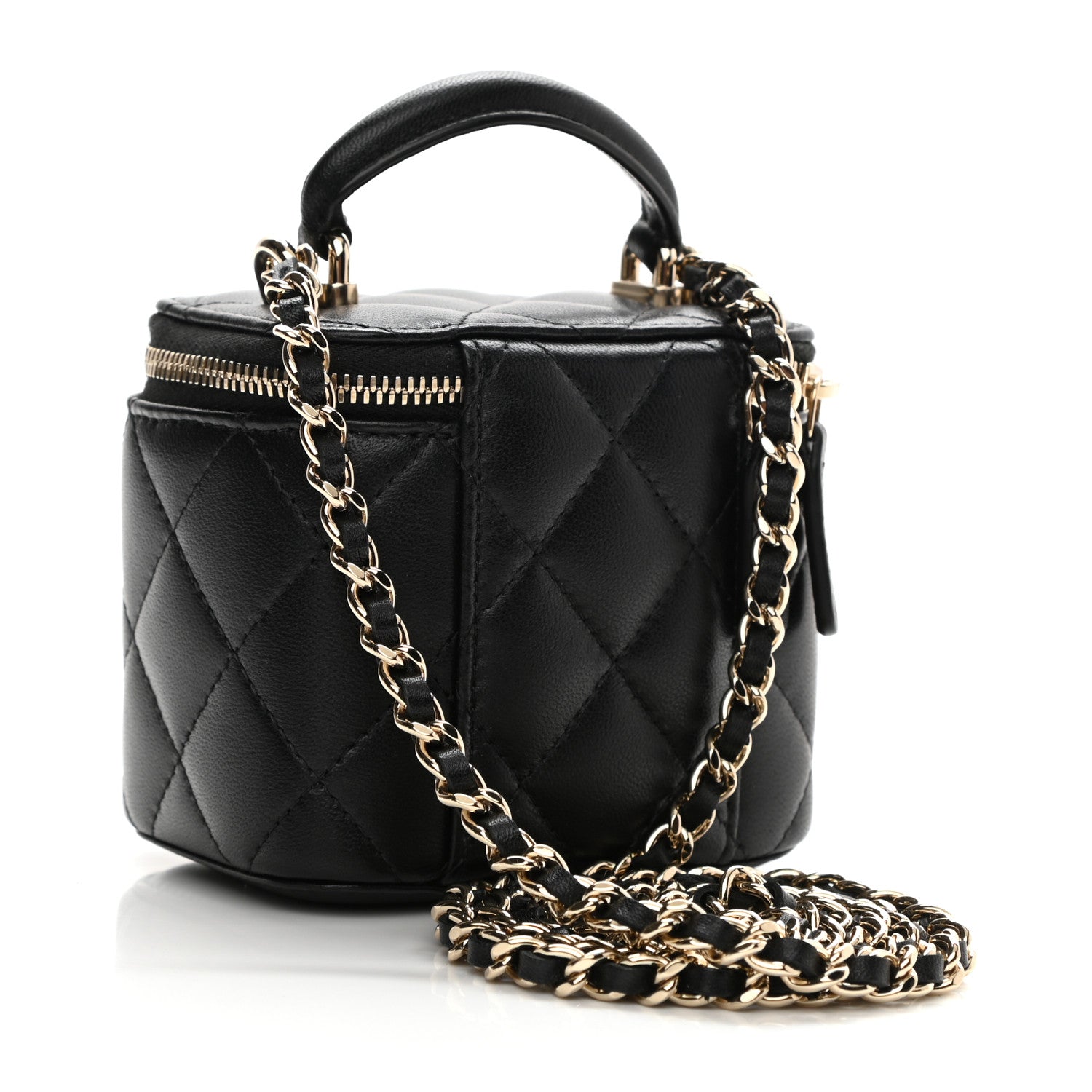 Chanel Lambskin Quilted Top Handle Mini Vanity Case With Chain Black 3 of 10