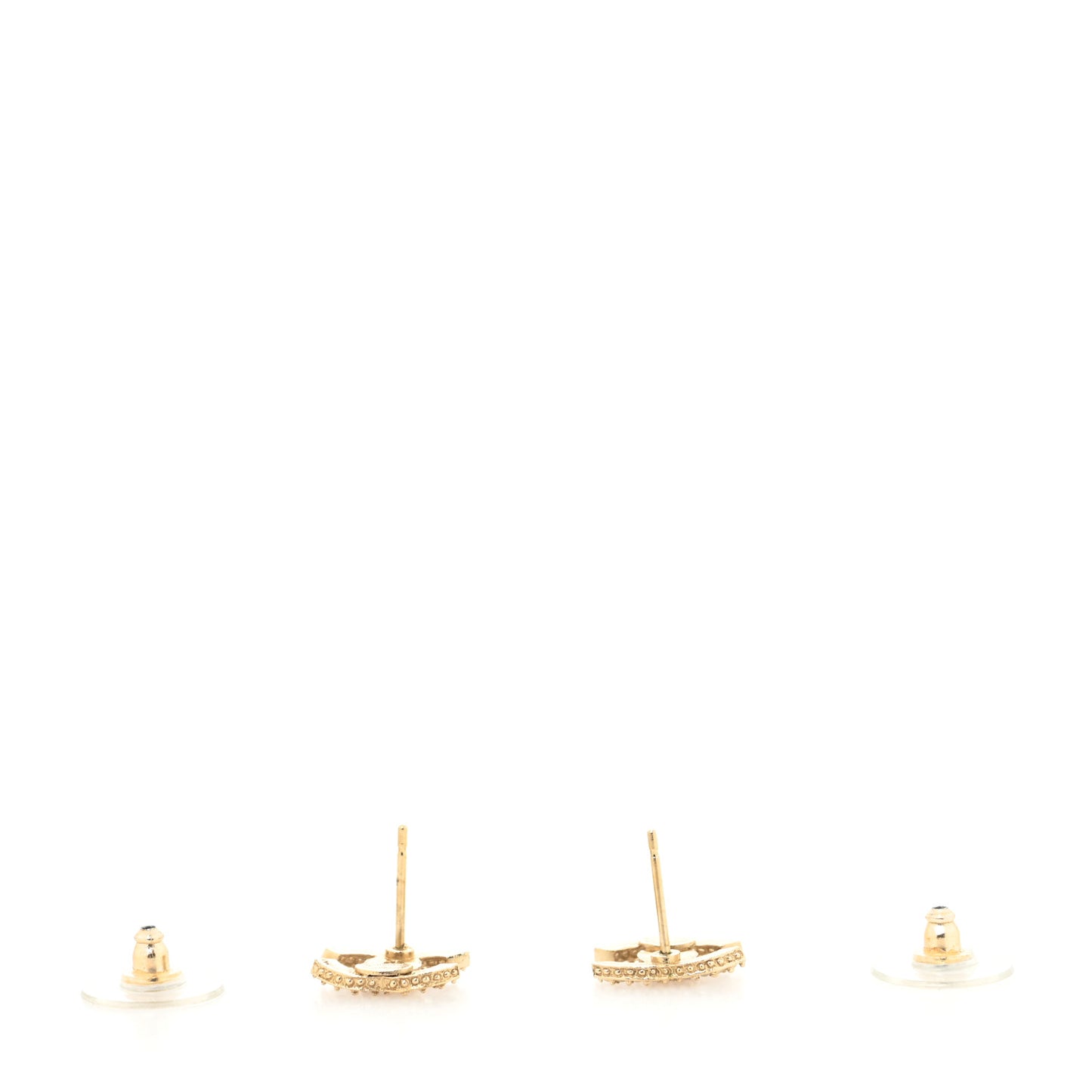 Metal Crystal CC Earrings Gold