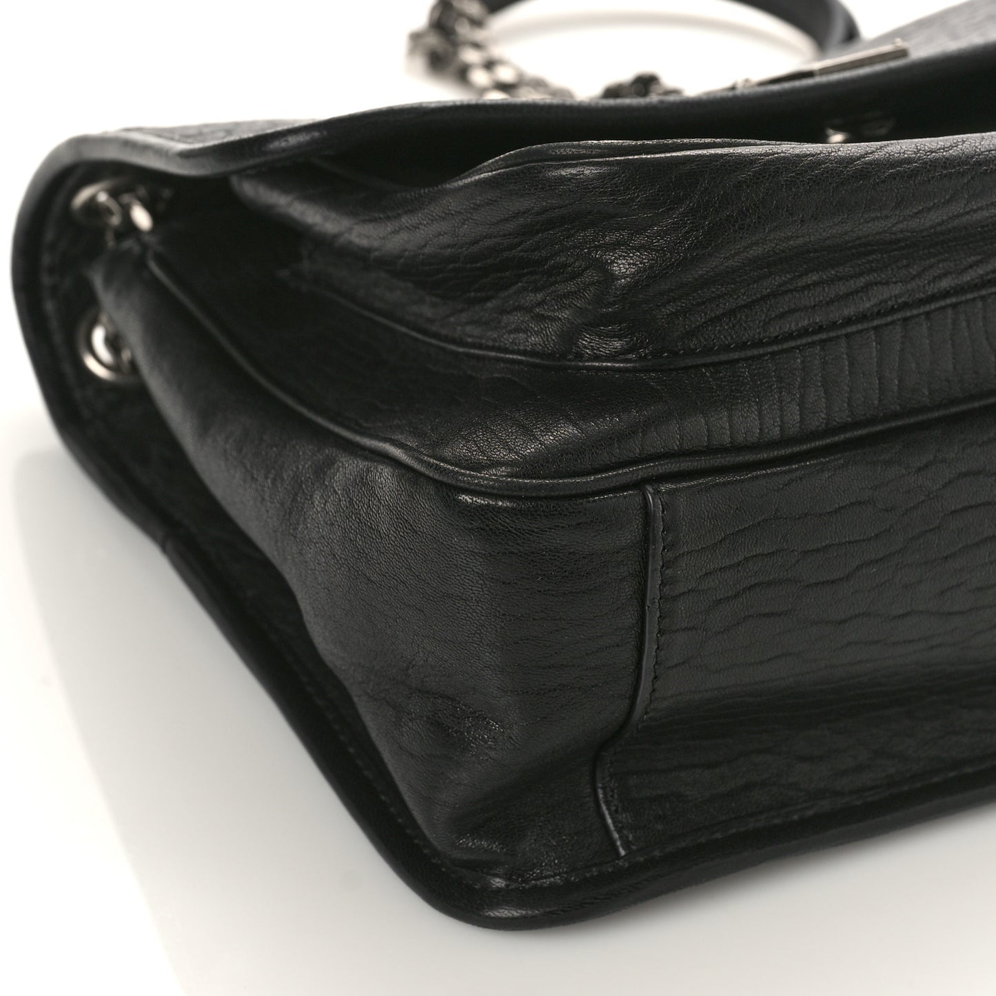 Grained Lambskin Monogram Medium Niki Chain Satchel Black