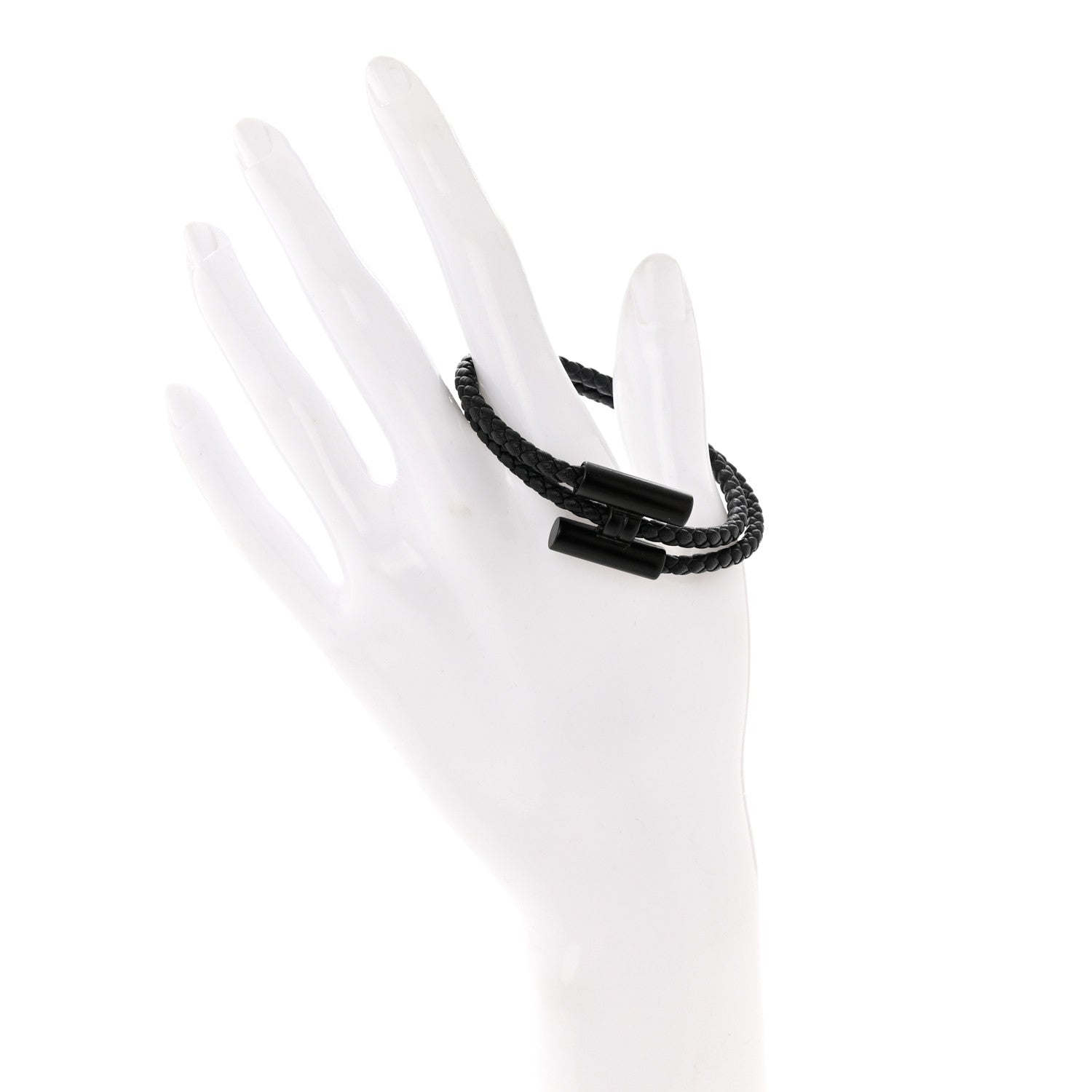 Hermes Swift Double Wrap Cord Tournis Tresse Bracelet T3 Black 2 of 5