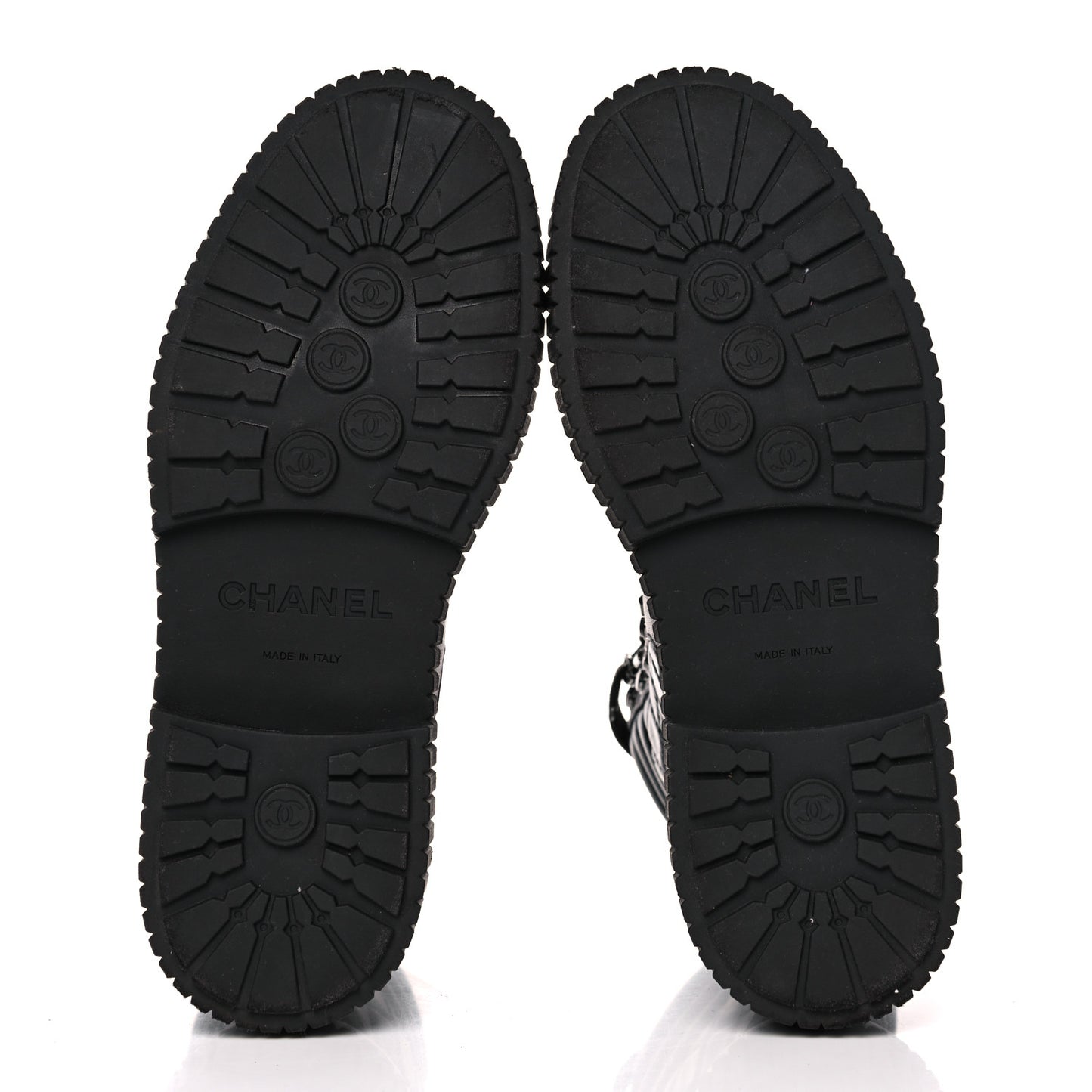 Calfskin Grosgrain Quilted Lace Up Boots 37 Black Grey