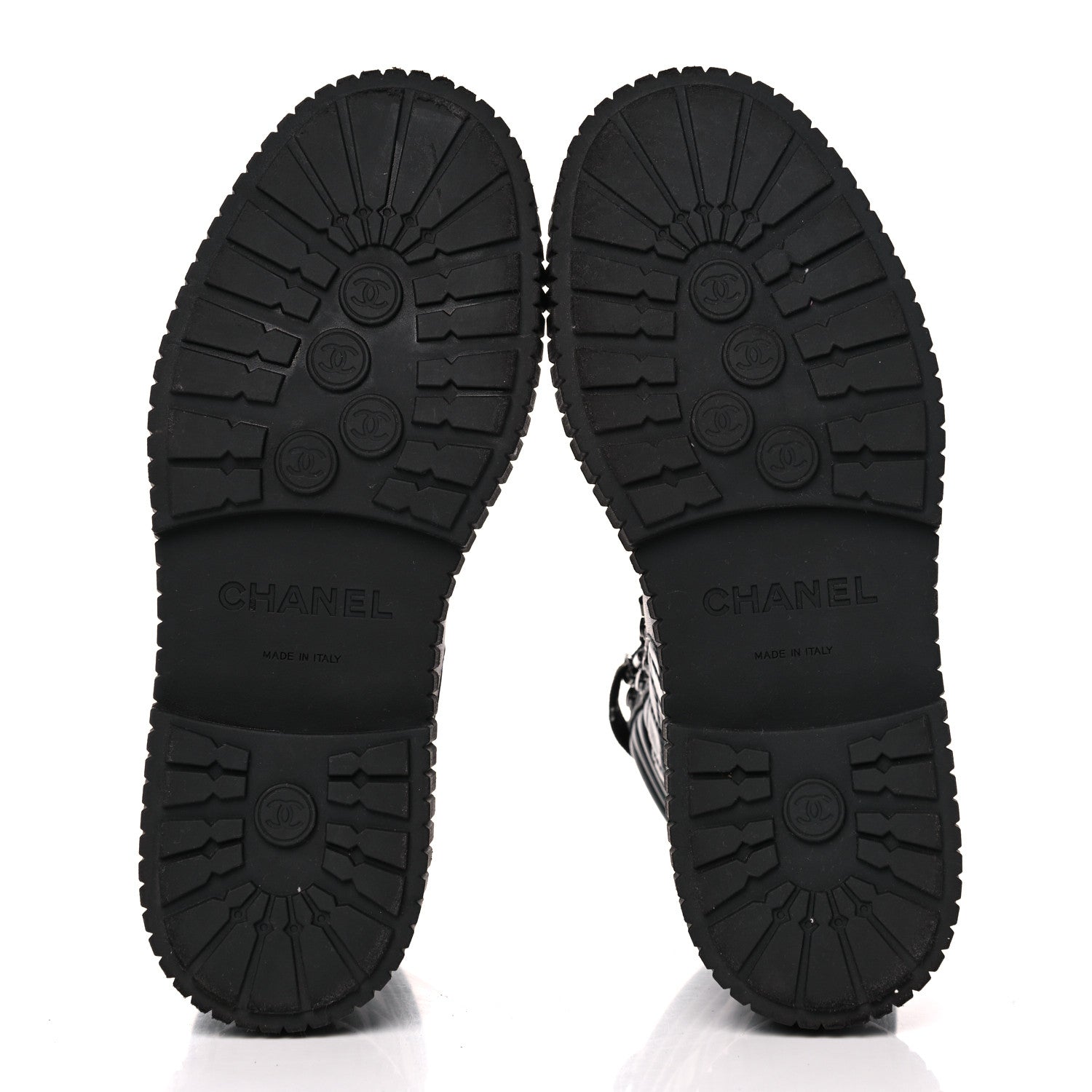 Chanel Calfskin Grosgrain Quilted Lace Up Boots 37 Black Grey 5 of 10