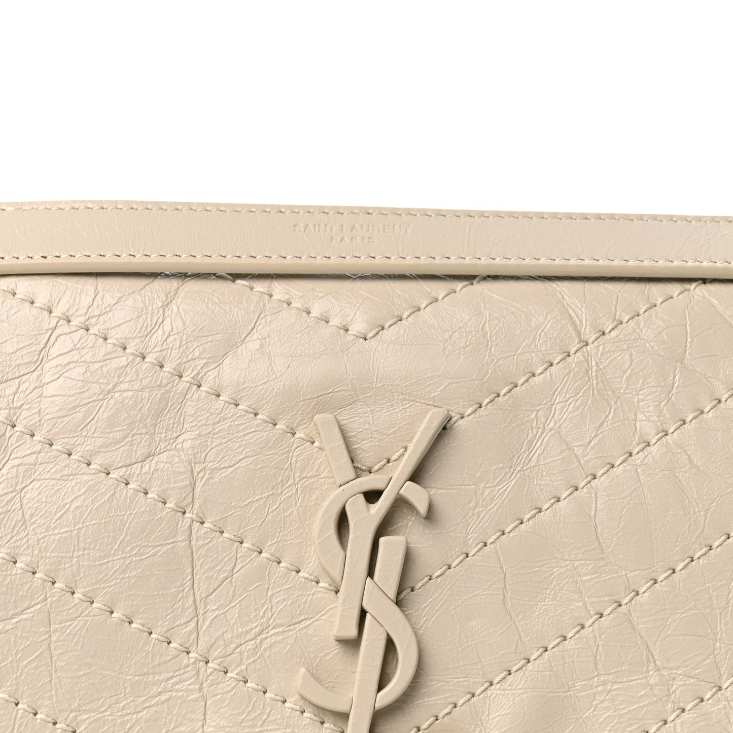 Crinkled Calfskin Matelasse Monogram Medium Niki Chain Satchel Crema Soft