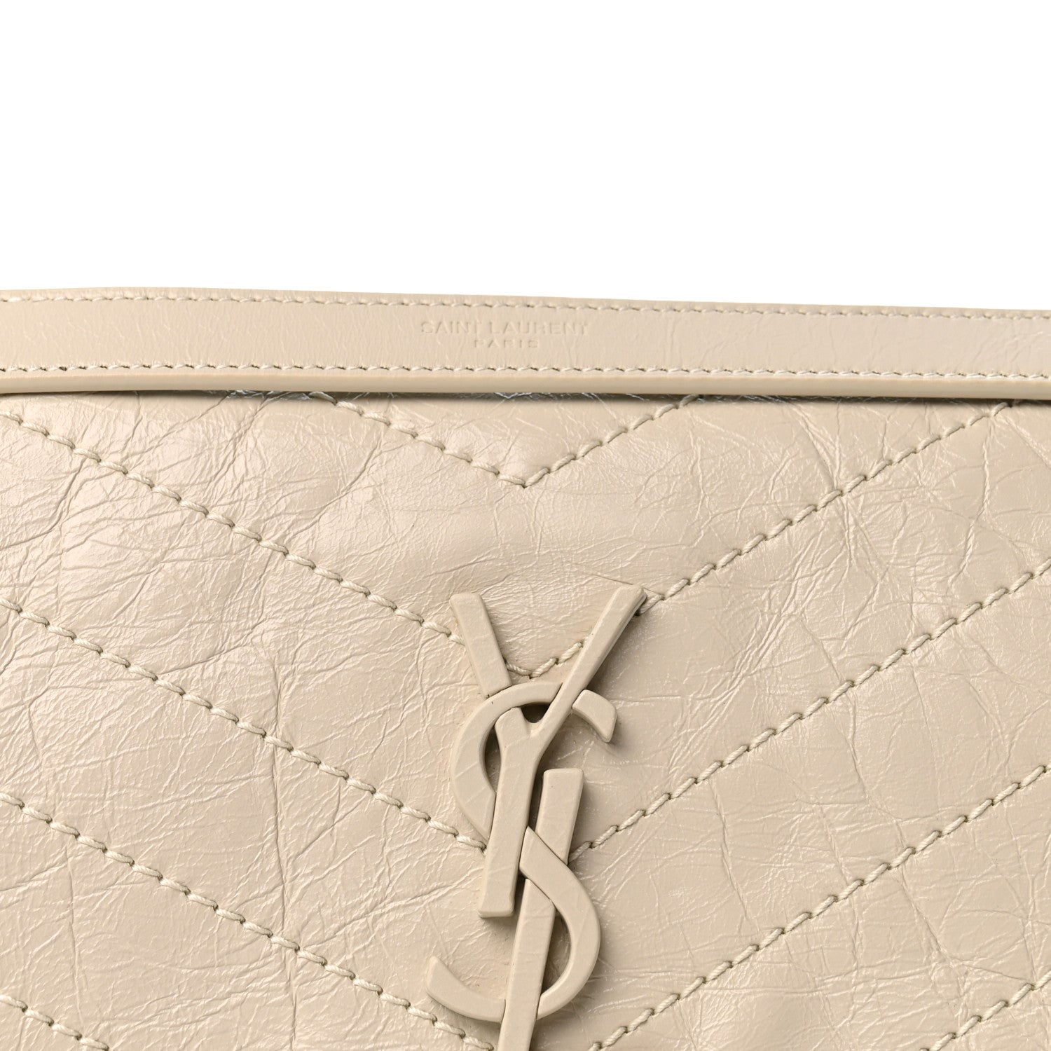 Saint Laurent Crinkled Calfskin Matelasse Monogram Medium Niki Chain Satchel Crema Soft 8 of 12