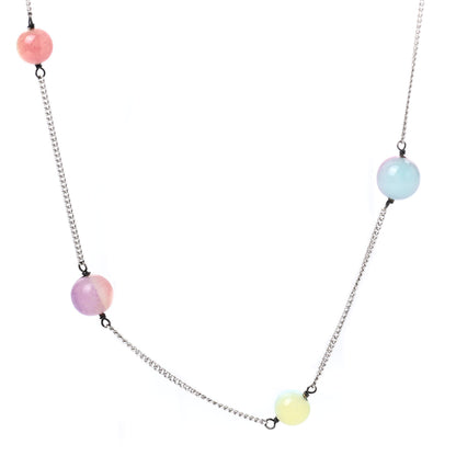 Chanel Pearl Beaded CC Logo Long Necklace Silver Multicolor 3 of 6