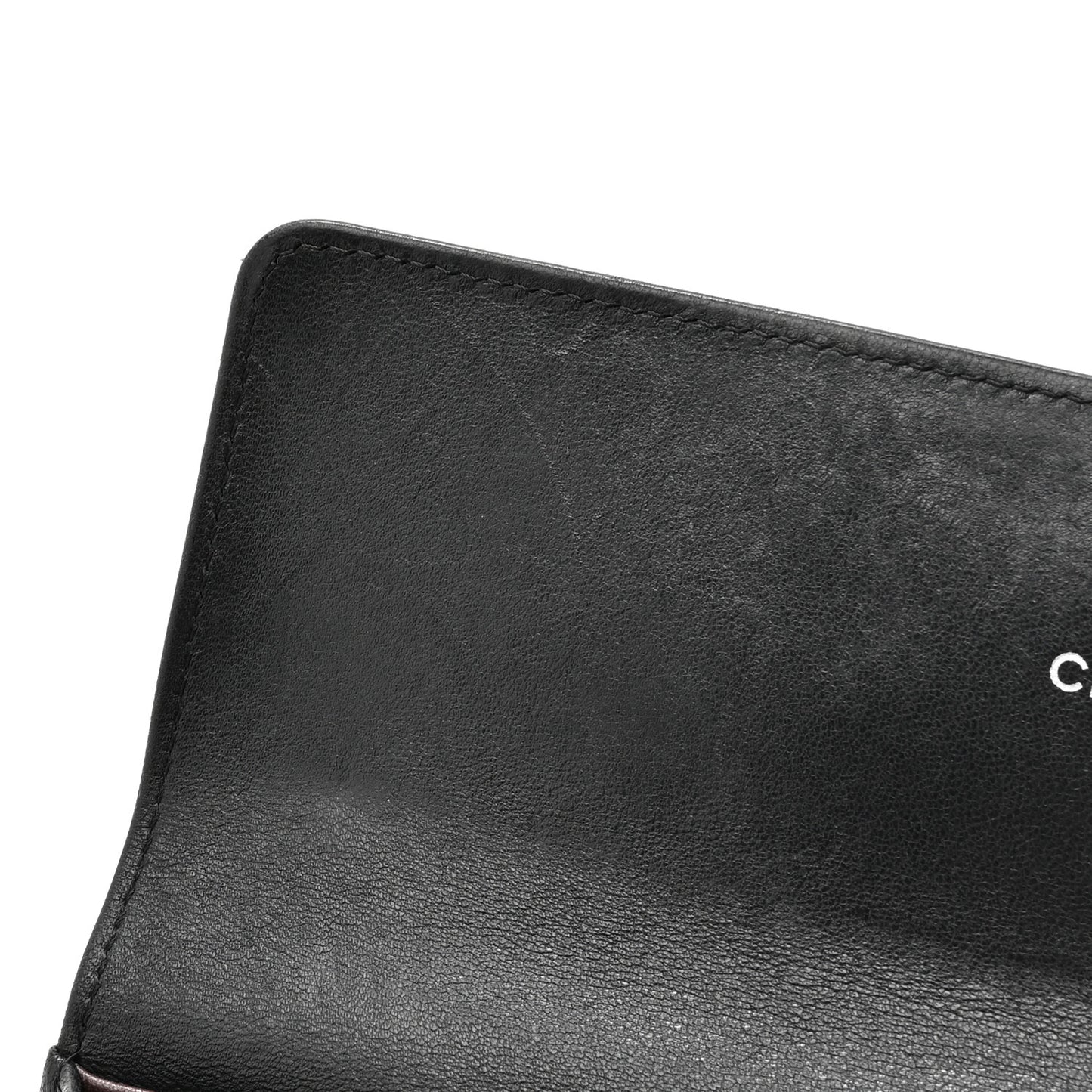 Lambskin Quilted Large Gusset Flap Wallet Black