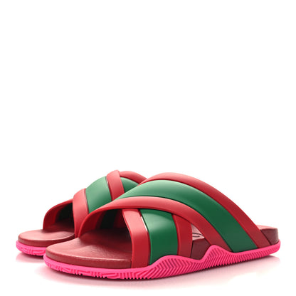 Gucci Rubber Web Womens Criss Cross Slide Sandals 38 Coral New Shamarock 3 of 8