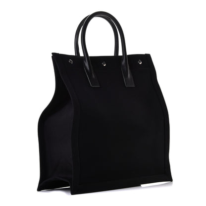 Saint Laurent Linen Calfskin Rive Gauche North South Tote Black 2 of 5