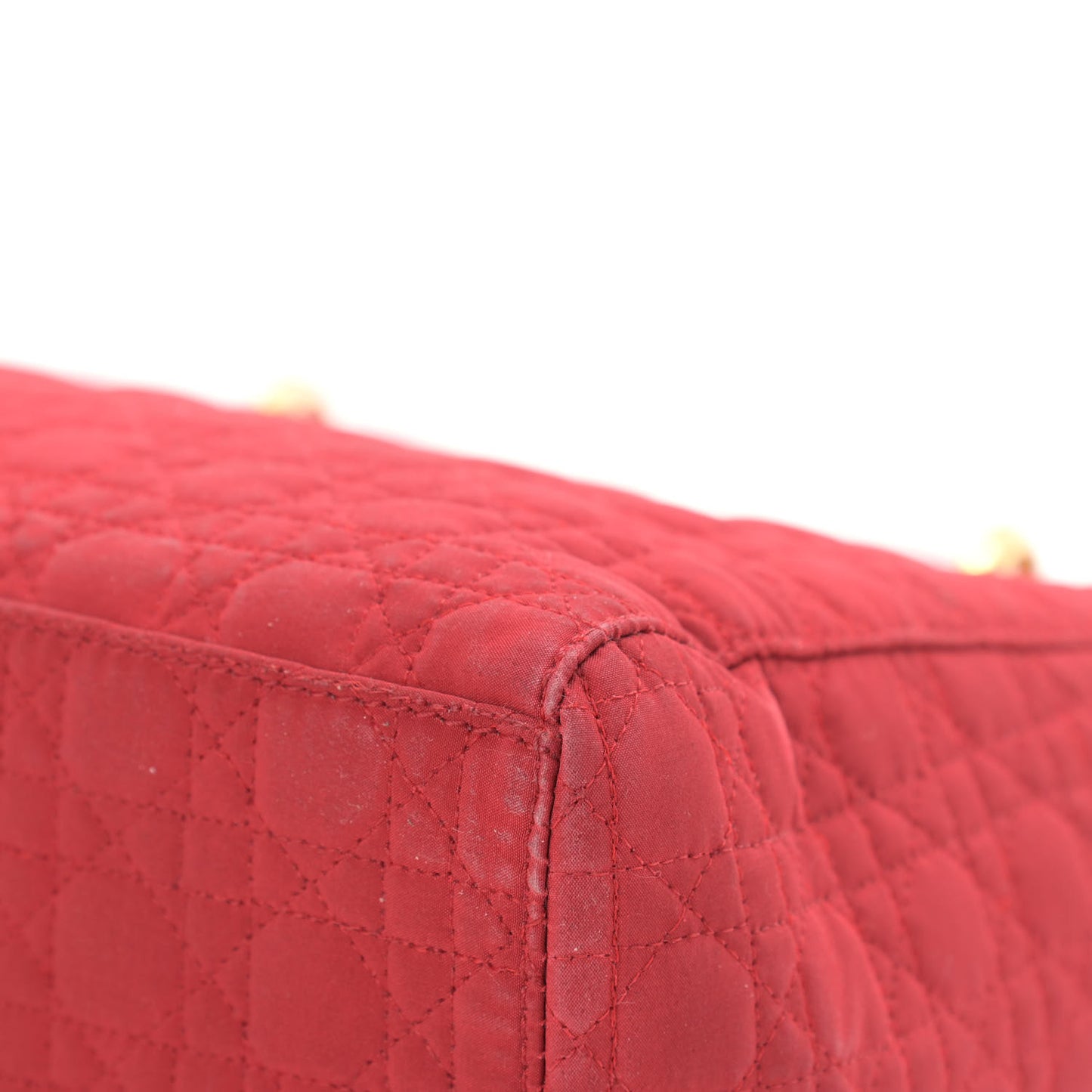 Nylon Cannage Medium Lady Dior Red