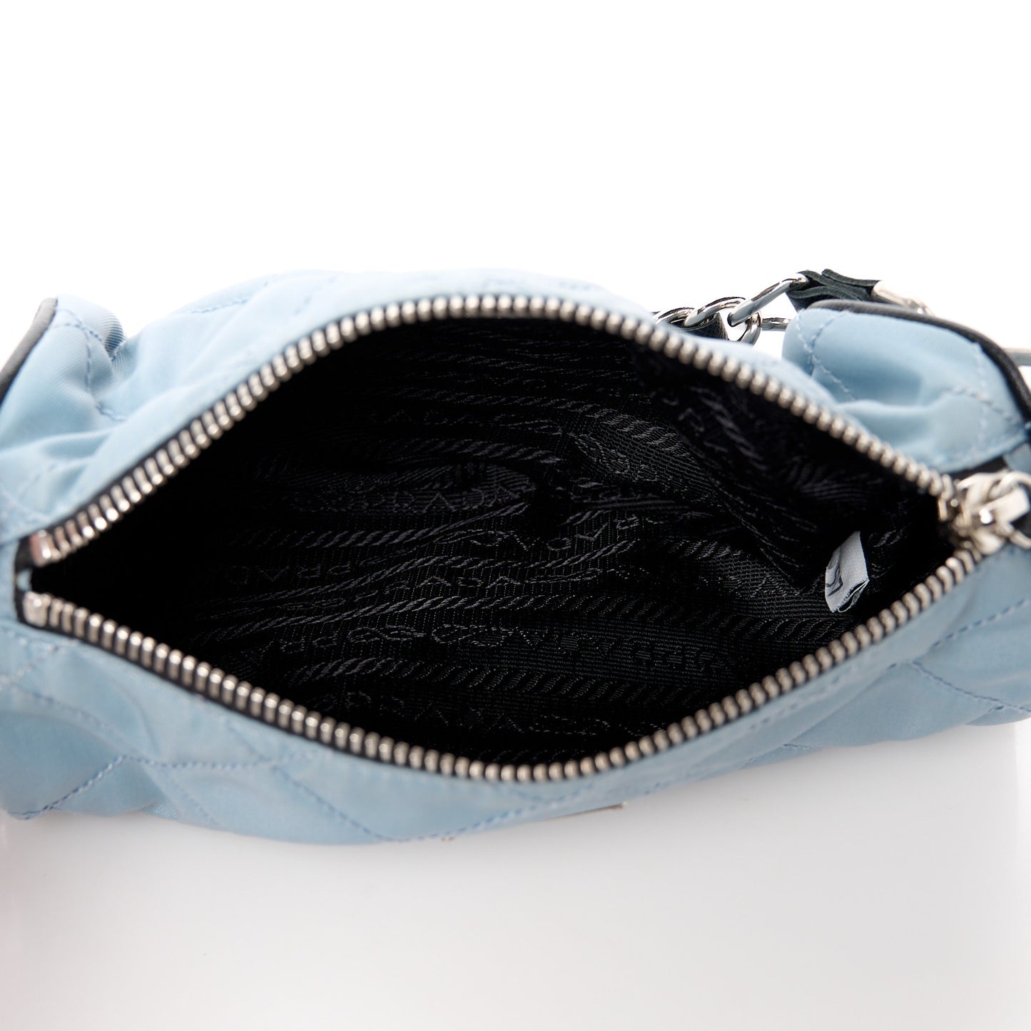 Tessuto Nylon Saffiano Impunturato Quilted Barrel Pochette Blue