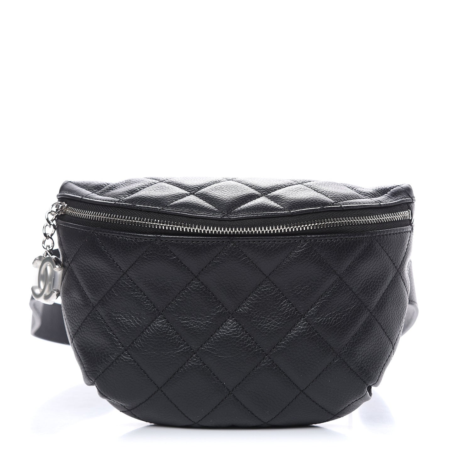 Grained Calfskin Quilted Waist Belt Bag Black