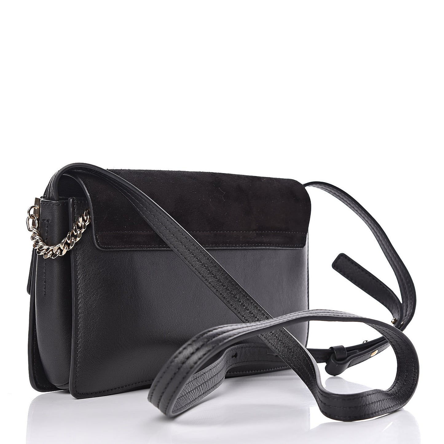 Suede Calfskin Small Faye Shoulder Bag Black