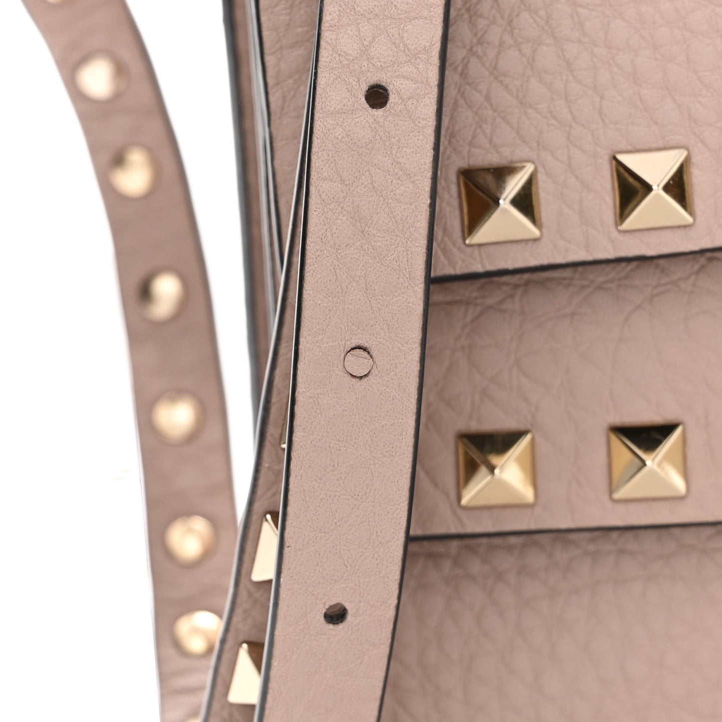 Pebbled Calfskin Rockstud Double Flap Crossbody Bag Poudre