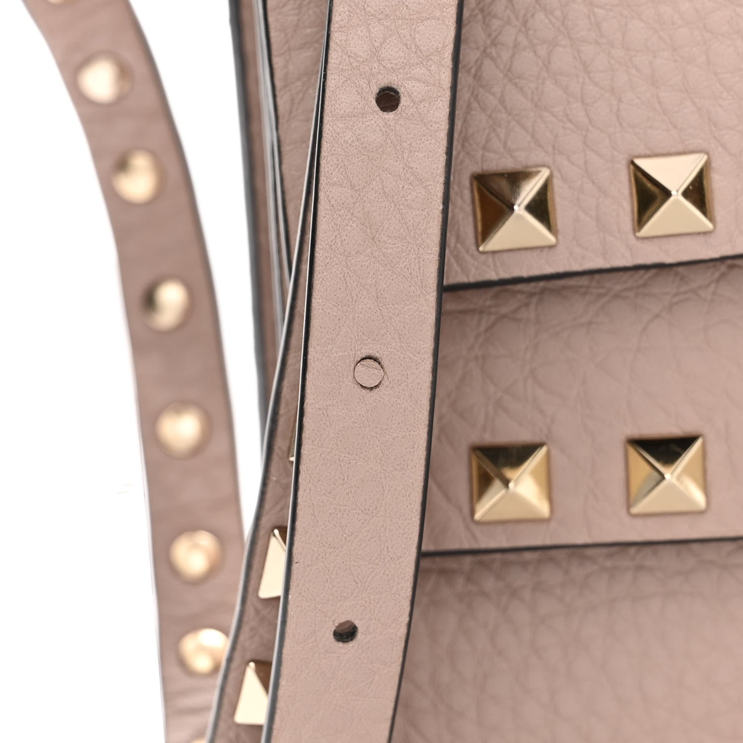 Valentino Garavani Pebbled Calfskin Rockstud Double Flap Crossbody Bag Poudre 11 of 11