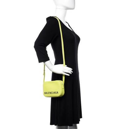 Balenciaga Signature Grained Calfskin Logo XS Ville Camera Bag Acid Green Black 2 of 9