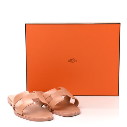 Hermes Box Calfskin Oran Sandals 37 Granit Rose 9 of 9