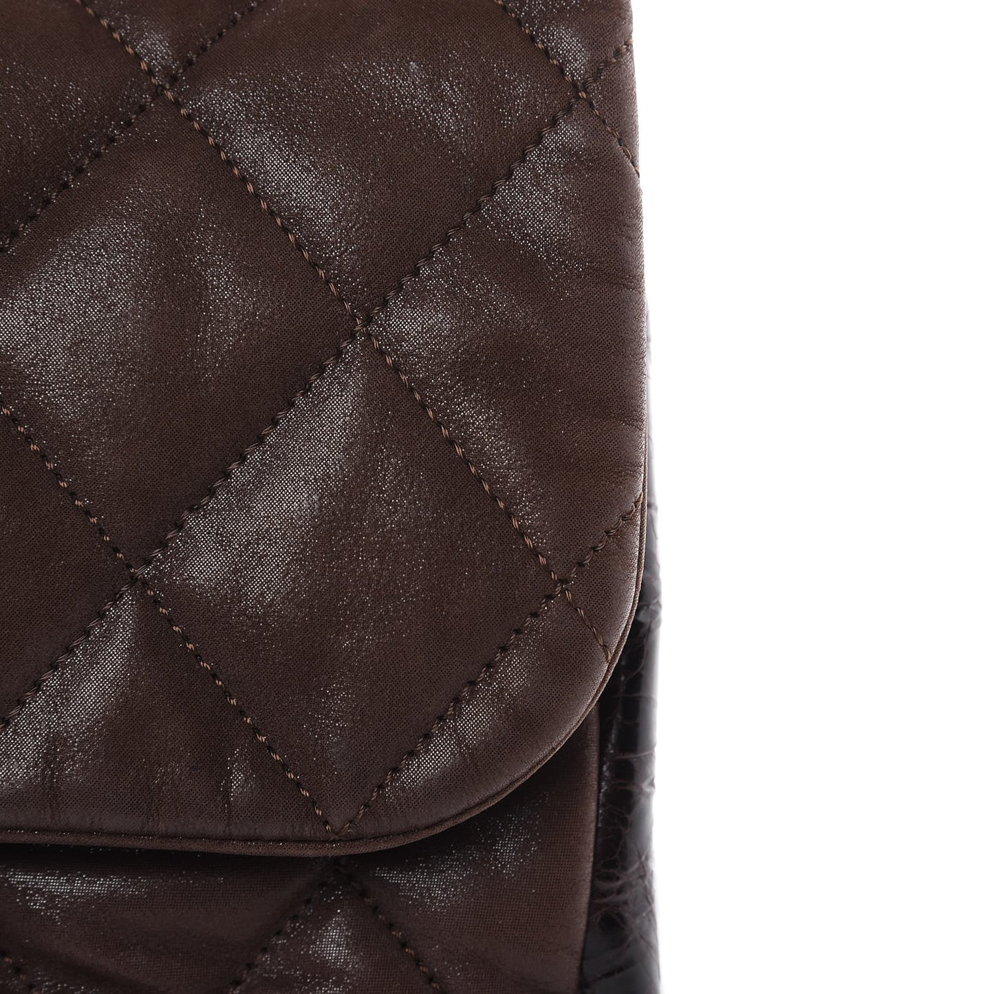 Iridescent Calfskin Jumbo In The Mix Flap Brown