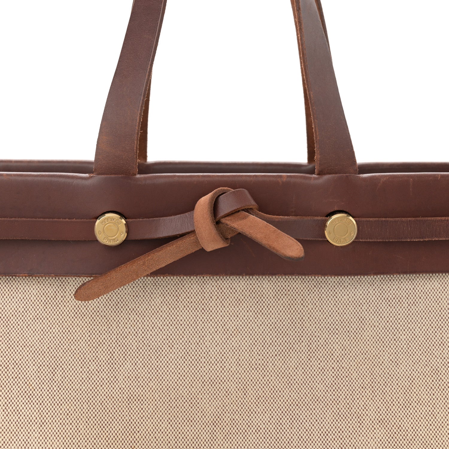 Hermes Toile Vache Calfskin Herbag Cabas MM Havane 9 of 17