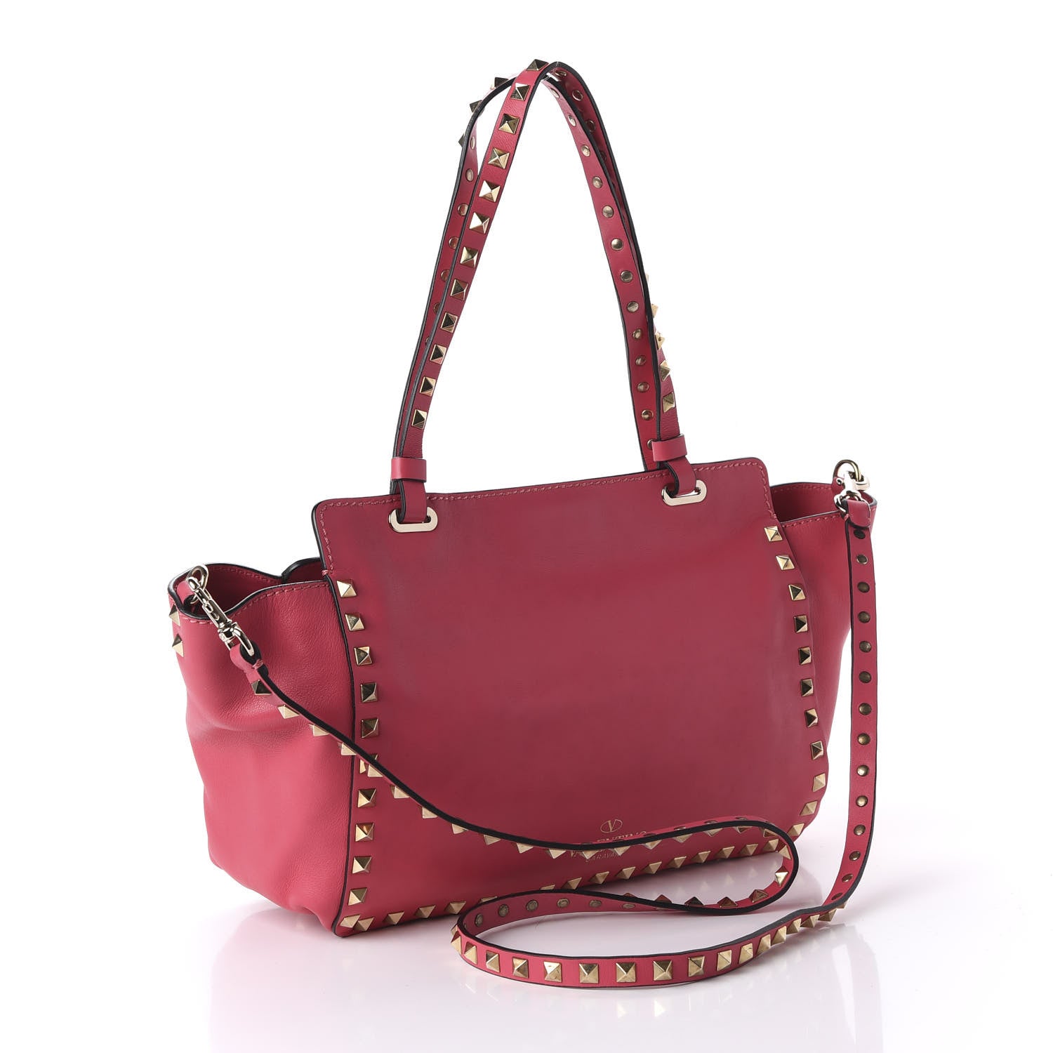 Valentino Garavani Vitello Small Rockstud Tote Deep Rose 3 of 9