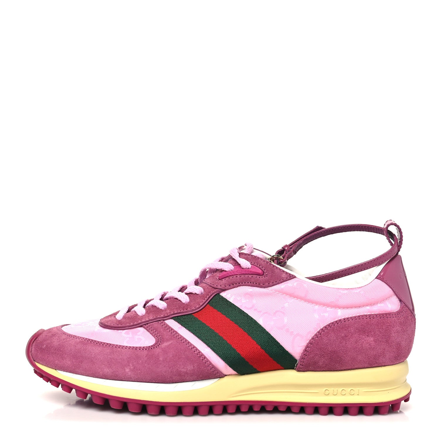 Gucci GG Suede Monogram Web Re-Motion Sneakers 39 Dark Pink 1 of 7