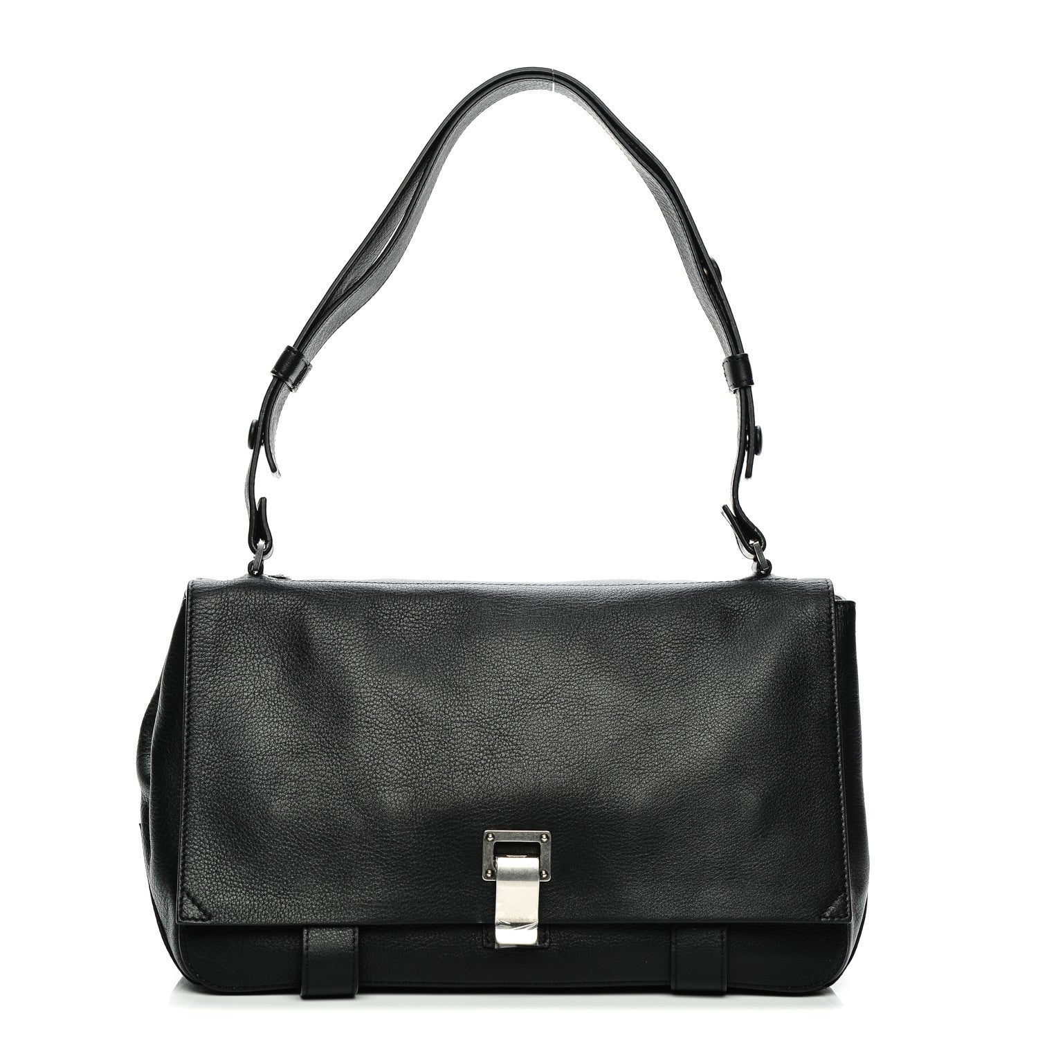 Proenza Schouler Pebbled Calfskin Double Sided PS Courier Bag Black 1 of 7